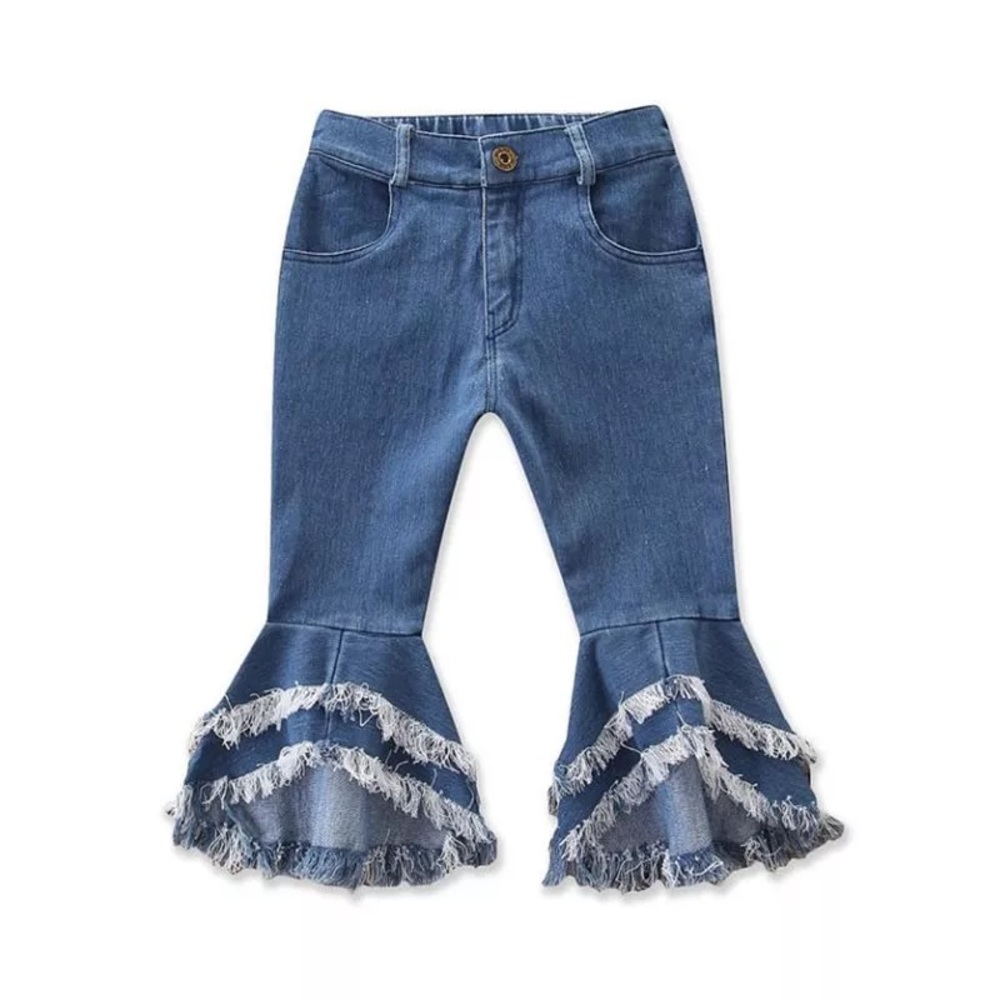 Baby Girl Fringed Flare Denim Bottoms 12M-3T